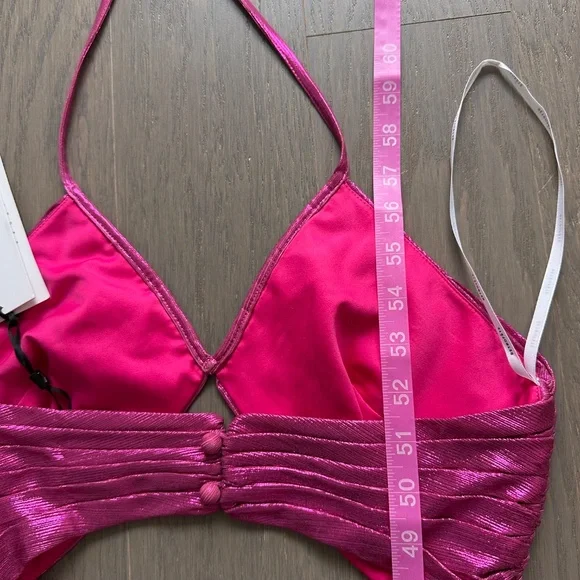 Retrofete Juliana Pink Metallic Lame Halter Cut Out Maxi Dress - with tags - S - Picture 11 of 12